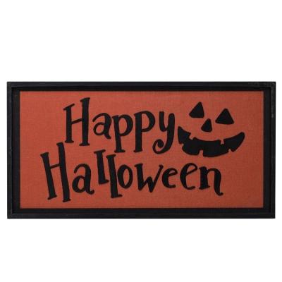 China Vintage Eco-Friendly Decorative Rectangle Decoration IVYDECO Halloween Wooden Fabric Wall Signs With Sayings for sale