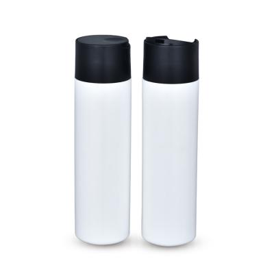 China Modern Black White Leakproof Disc Cap Bottle 250ml Plastic Shower Gel Bottle for sale