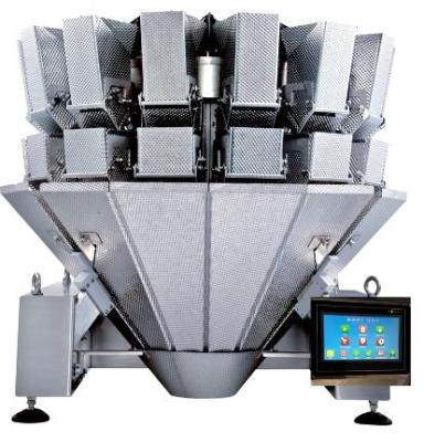 China Food 14 Heads Multihead Weigher Packaging Machine For Pocket Biscuit Chocolate Banana Chips for sale