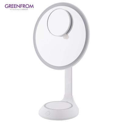 China Amazon Hot Selling Lighted 90 Degree Rotation Led Touch Mirror Standing Led Cosmetic Mirror With Lights for sale