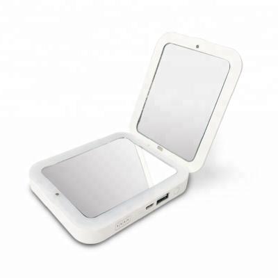 China Non-Specific Magnification And Compact Flashlight Function Pocket Makeup Dimmable Led Cosmetic Mirror Power Bank for sale