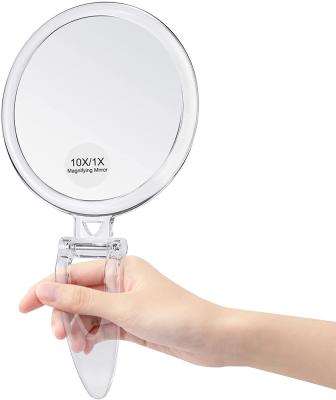 China Wholesale Beauty Makeup Foldable Double Side Travel Vanity Gift Magnifying Handheld Desktop Mirror With Stand for sale