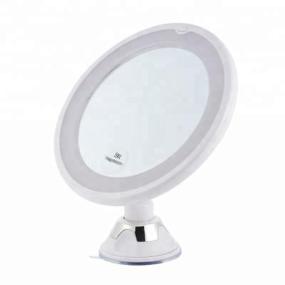 China Cosmetic Fashionable Round Shape Anti-fogging LED Bathroom Wall Suction Cup Mirror for sale