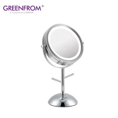 China Makeup Desk Vanity Mirror Metal Makeup Backlight Silver Finish Mirror for sale