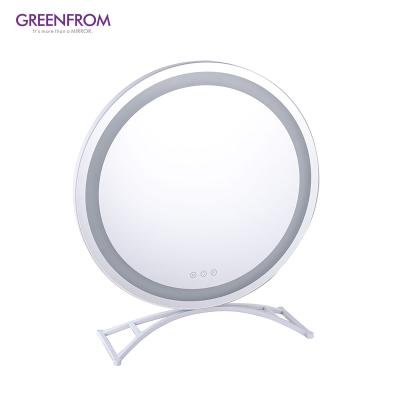 China Modern Cheap White Stand Hollywood Mirror Lighted Smart Make Up Mirror With Led Bulbs for sale