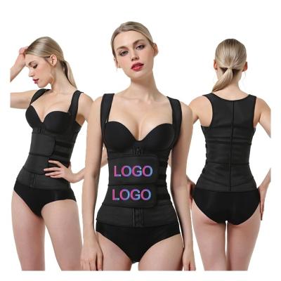 China New Style Fashion QUICK DRY Body Shaper Double Strap Waist Trainer Corset Zipper Vest With Custom Logo for sale