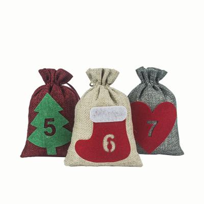 China Promotional Cheap Promotional Canvas Small Drawstring Cotton Hemp Canvas Recyclable Customized Christmas Gift Bag for sale