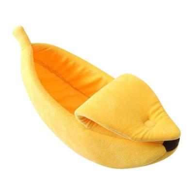 China Soft Small Puppy Cat Dog Cute Banana Pet Designer Breathable Wearable Custom Cat Nest Bed Kennel for sale