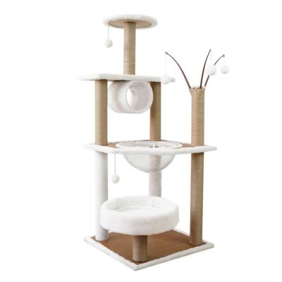 China Modern Style Furniture Wholesale Viable Port Climbing Striping Large Cat Activity Tree House Tower for sale