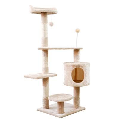 China Modern Style Furniture Wholesale Viable Port Climbing Striping Small Cat Tree House Tower for sale