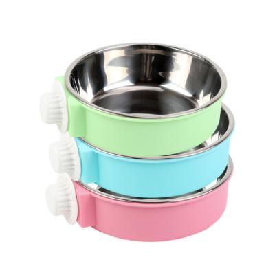 China Sustainable Wearable Wholesale Custom Hanging Stainless Steel Metal Dog Water Food Feeder Bowl for sale