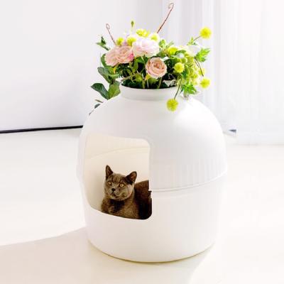 China Sustainable Pet Cat Litter Box Tray Toilet Hidden Port Plastic Biodegradable for sale