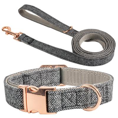 China DETACHED Wear PU Pattern Design Dog Training Leash Rope and Outdoor Luxury Leather Collar Set for sale