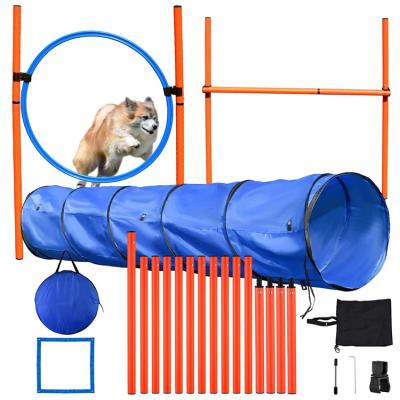 China Port Dog Agility Equipment Obstacle Training Course Kit Tunnel Agility Training Equipment Stocked Outdoor Set for sale