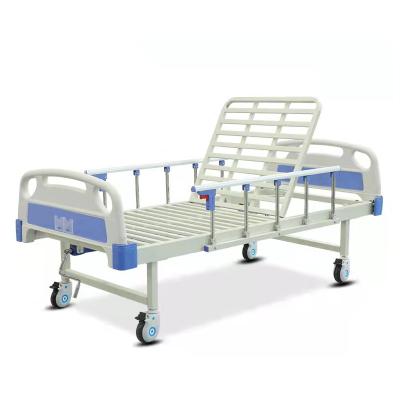 China Medical Hosptial Equipment One Crank Manual Hospital Bed ABS Aluminum Alloy Siderails Clicnic Hospital Bed Cheap Hospital Bed For Patient for sale