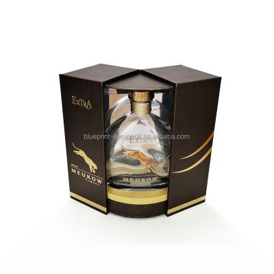 China Recycled materials custom logo printed eco-friendly luxury paper box for cognac wine whiskey bottle for sale