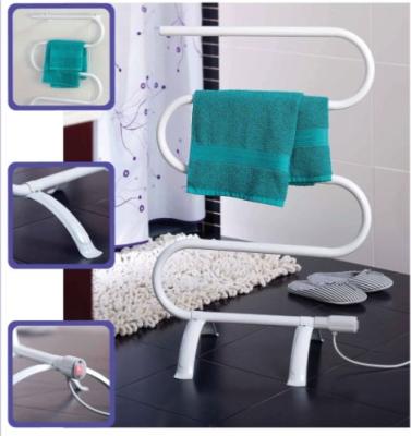 China Electric Steel Floor Standing Smart Hot Towel Rack In White Color With Standing Feet for sale