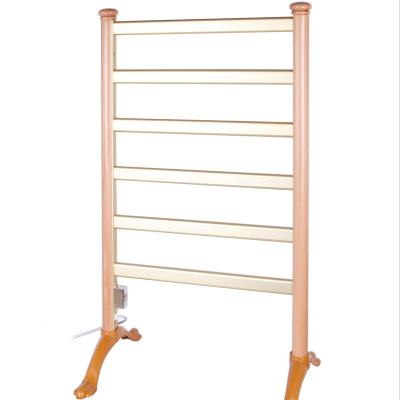 China Heater Family Indoor Electric Towel Heater Rack In Bathroom With Wooden Design Heater Dryer for sale