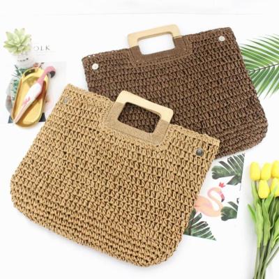 China Vintage Handmade Bohemian Straw Bag Knit Travel Bags For Women Summer Large Capacity Beach Handbags Rattan 2021 for sale