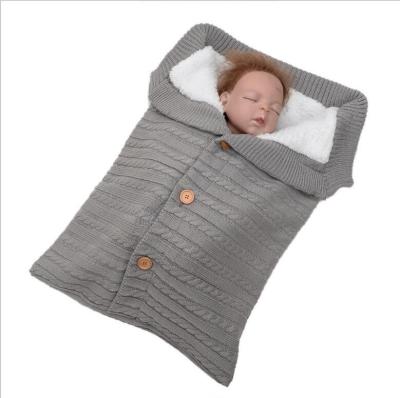 China Breathable Newborn Baby Winter Warm Sleeping Sack Infant Button Knit Wrap Wrap Stroller Wrap Toddler Blanket Sleep Bag for sale