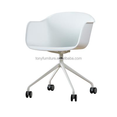 China Modern Conference Furniture Visitor Meeting Training Plastic White Office Rotation Chair For Staff With Swivel for sale