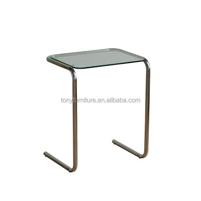 China Modern Modern Glass Top Tea End Table Stainless Steel Leg Side Table For Home Furniture for sale