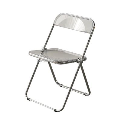 China Foldable Folding Chair Modern Transparent Acrylic Plastic Chairs Dining Chair With Metal for sale