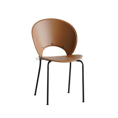 China Modern Modern Dining Chair Restaurant Furniture Metal Dining Chair PU Leather Seat Chair for sale