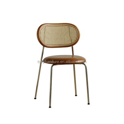 China Real Leather Modern Modern Dining Chair Fabric Cushion Restaurant Rattan Dining Chair for sale