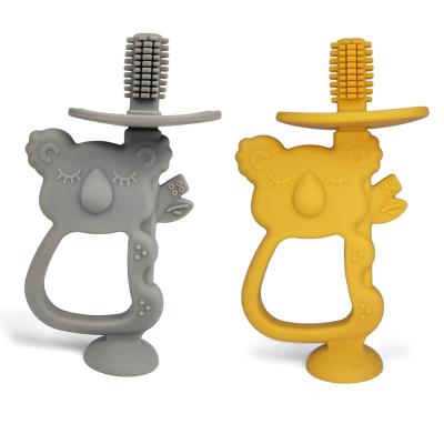 China Koala Design Baby Teether Silicone Eco Friendly Soft Flexible Toothbrush for sale