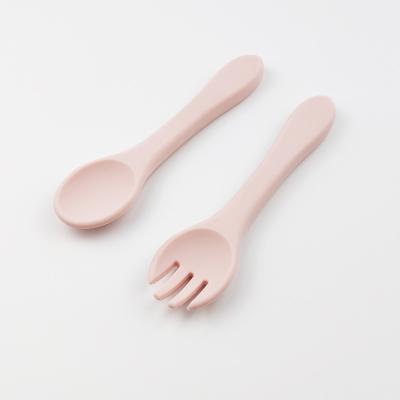 China BPA Free Baby Silicone Spoon Free BPA Free Fork Set Silicone Kids Spoon Fork for sale