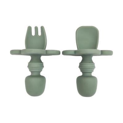 China BPA Free Silicone Reusable Baby Training Fork Spoon for sale