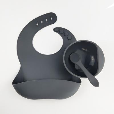 China Eco - Friendly Baby Spill Proof Feeding Silicone Bibs Suction Dish Set Bowl for sale