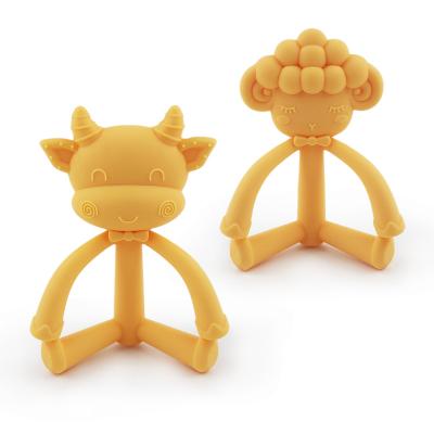 China Silicone Newborn Toy Chewable Teether Custom Unique Design Soft Baby Teether for sale