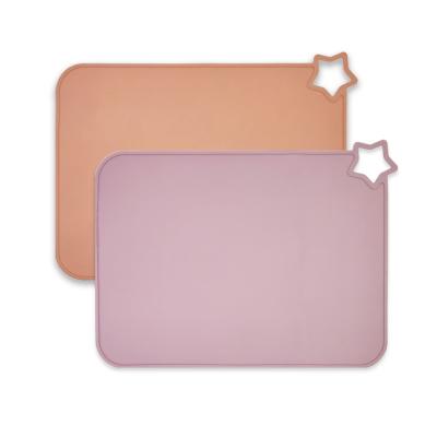 China Viable Pink For Babies Toddlers Dining Table Table Silicone Suction Place Mat Star for sale