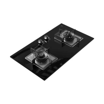 China Hotel Tempered Glass Table Gas Stove Infrared Burner Gas Cooking Stove Brass 2 Burner for sale