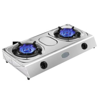 China Hotel Kitchen Appliances Stainless Steel Double Burner Gas Stove Table Top 2 Burner Gas Stove for sale