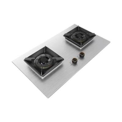 China Hotel Kitchen Cooktops Stainless Steel 2 Burner Gas Cooker Stove Home Cooking Appliance for sale