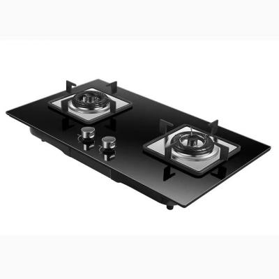 China Hotel Kitchen Appliances Tempered Glass Top Stove Gas Hob Gas Stove 2 Burners Built-in Cooktops Portable Gas Stove for sale