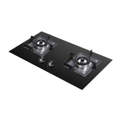 China Hotel Wholesale Price Household Double Dish Double-Cooker Modern Glass Top Cooktop Gas Stove for sale