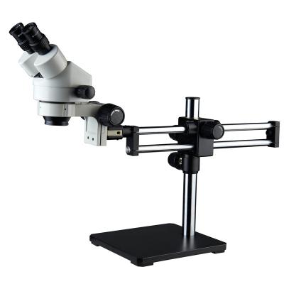 China Affordable price super quality binocuolar long arm 7X-45X stereo zoom microscope on univer for sale