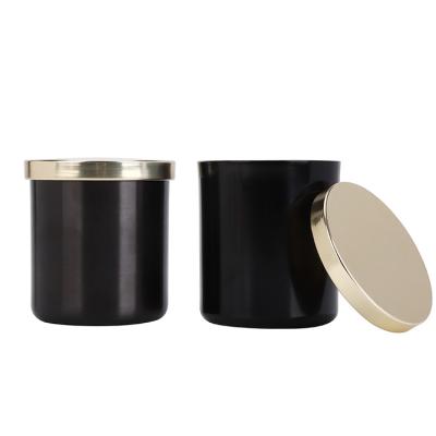 China Home Decorative Multicolor Matte Black Candle Cup Aluminum Candle Holder Chinese Cylinder Decoration Supplier Jars For Candles for sale