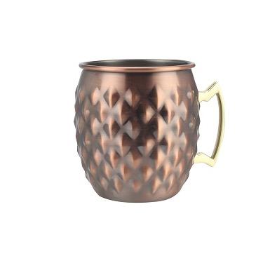 China Amazon Hot Selling Disposable Copper Moscow Mule Mugs Hammered Pineapple Cups Stainless Steel Copper Plating Copper With Gold Handle for sale