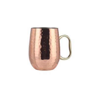 China Amazon Hot Selling Disposable Copper Moscow Mule Mugs Hammered Gold Hangrip Mug Stainless Steel Copper Plating Copper Cups With Handle for sale