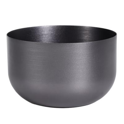 China Decoration Cup-in-Cup China Custom Logo Dark Gray Aluminum Candle Bowl Shiny Luxury Candle Holder Candle Vessel for sale