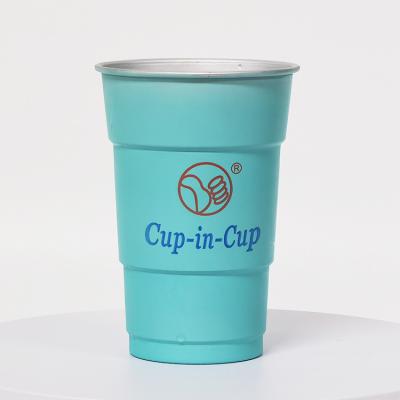 Κίνα Hot Selling Disposable Cup-in-cup Reusable Aluminum Drinkware Mugs 500ml Sublimation Custom Color-changing Cold Beer Mugs προς πώληση