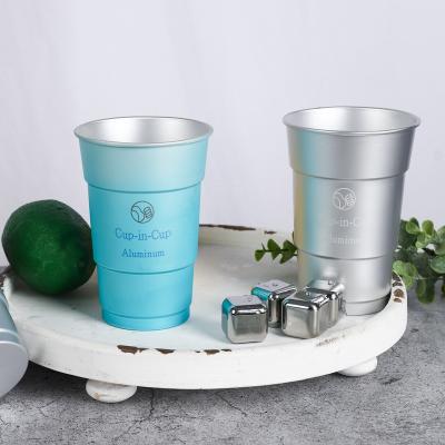 Κίνα 16oz Hot Selling Disposable Cup-in-Cup Custom Color Coffee Reusable Aluminum Horoscope Sublimation Drinking Changing Cups προς πώληση