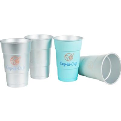 中国 500ml Disposable Sublimation Hot Selling Cup-in-Cup Custom Color Reusable Aluminum Drinking Changing Cups 販売のため