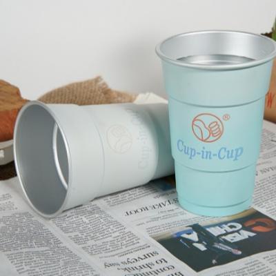 중국 500ml Disposable Eco-Friendly Portable Aluminum Water Juice Mug Coffee Reusable Custom Logo Color Changing Cup 판매용