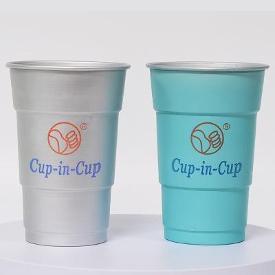 China Disposable Cup-in-Cup Hot Sale Sublimation Reusable Aluminum Drinking Cups 500ml Custom Color-Changing Cold Beer Mugs à venda